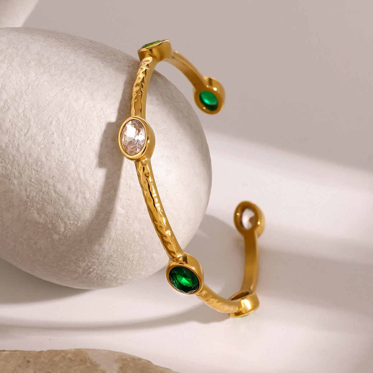 Stainless steel 18k gold-plated zircon bracelet