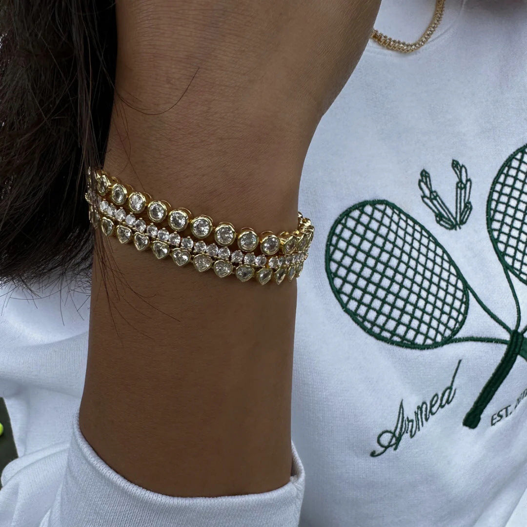 Stainless steel 18k gold-plated zircon bracelet