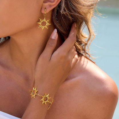 Stainless steel 18k gold-plated sun jewelry set