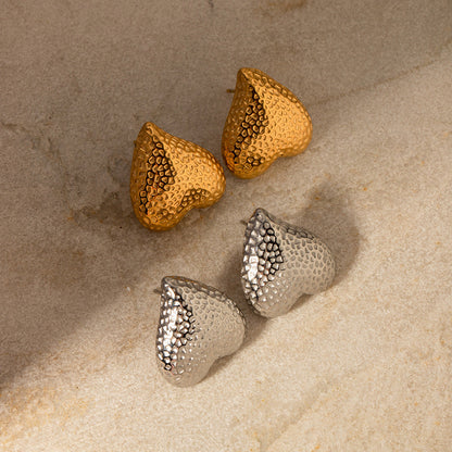 Stainless steel 18k gold-plated heart earrings