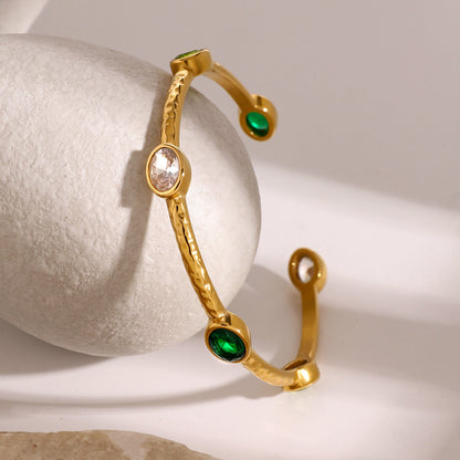Stainless steel 18k gold-plated zircon bracelet