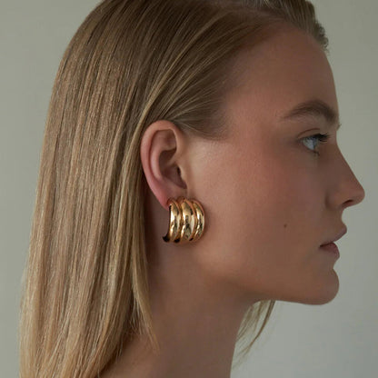 Stainless steel 18k gold-plated earrings