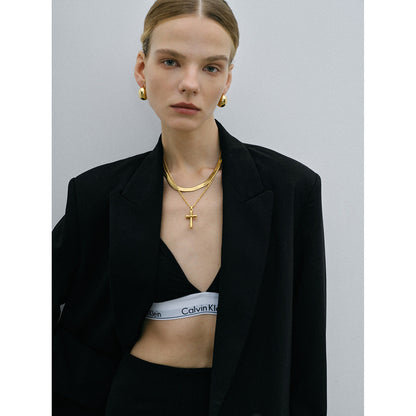 Stainless steel 18k gold-plated cross pendant necklace