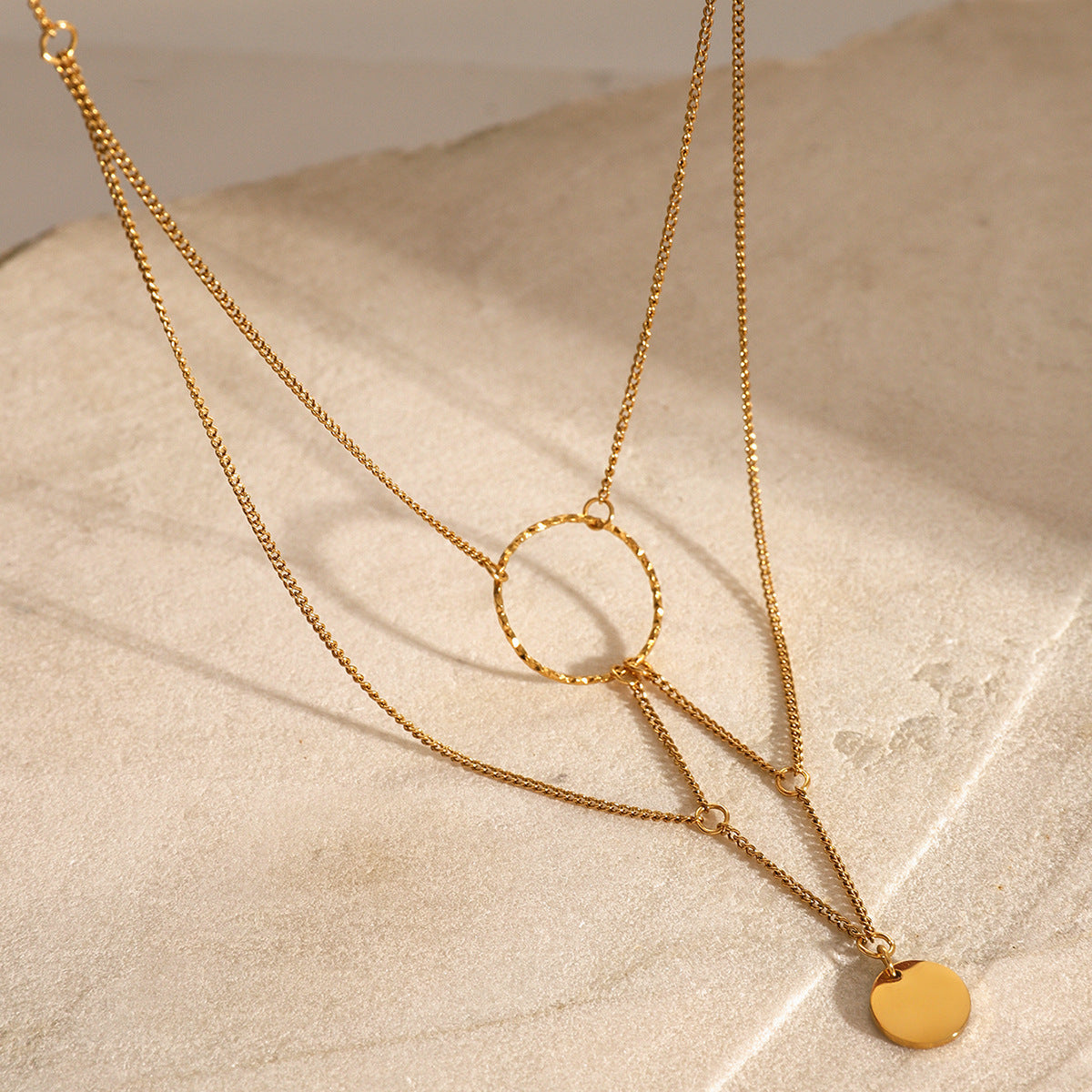 Stainless steel 18k gold-plated multi-layered choker necklace
