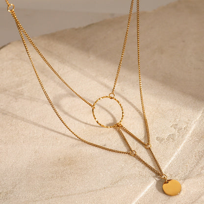 Stainless steel 18k gold-plated multi-layered choker necklace