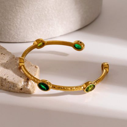 Stainless steel 18k gold-plated zircon bracelet
