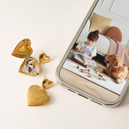 Stainless steel 18k gold-plated heart earings