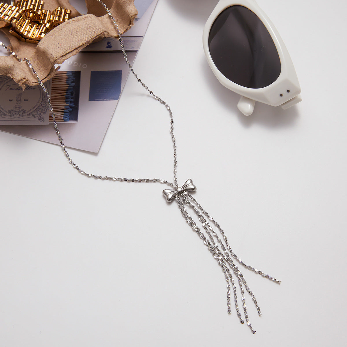 Titanium stainless steel tassel necklace
