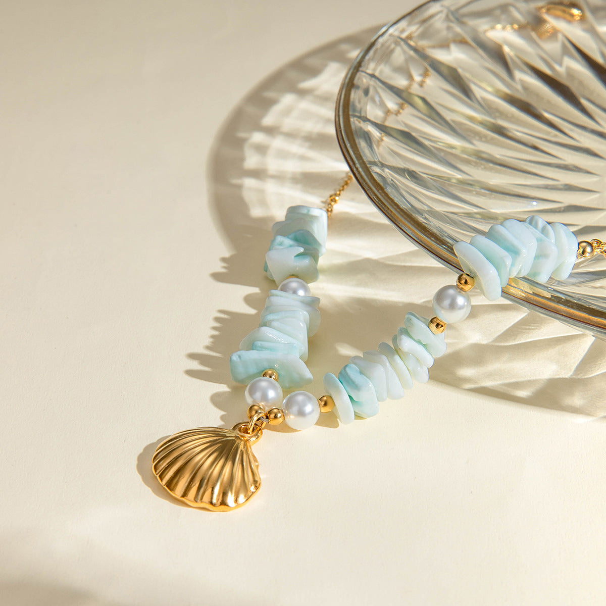 Stainless steel 18k gold-plated ocean style necklace