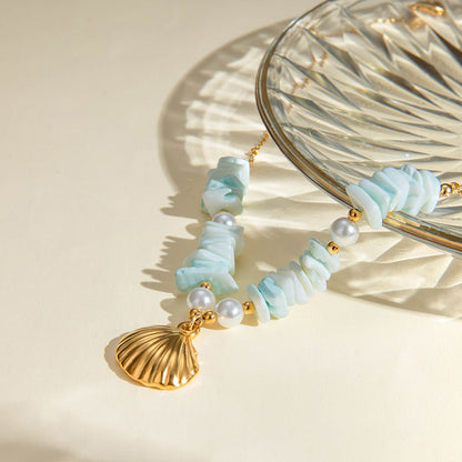Stainless steel 18k gold-plated ocean style necklace
