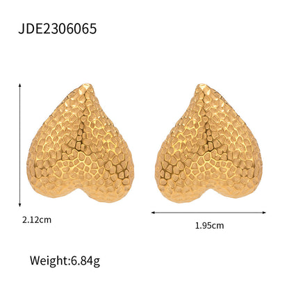 Stainless steel 18k gold-plated heart earrings