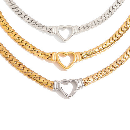Stainless steel 18k gold-plated heart necklace