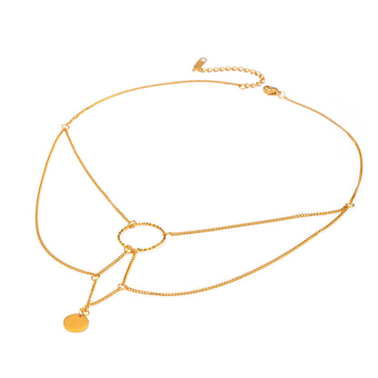 Stainless steel 18k gold-plated multi-layered choker necklace