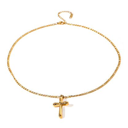 Stainless steel 18k gold-plated cross pendant necklace