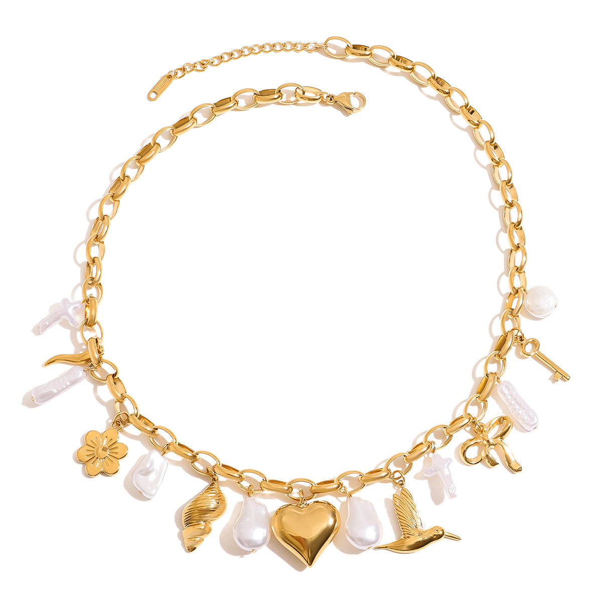 Stainless steel 18k gold-plated pendant necklace