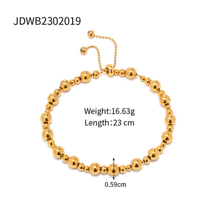 Stainless steel 18k gold-plated round beaded bracelet