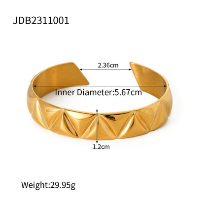 Stainless steel 18k gold-plated triangular open cuff bracelet