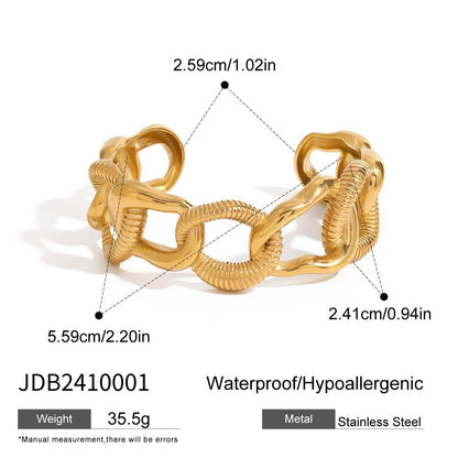 Stainless steel 18k gold-plated open-ended bracelet