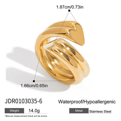 Stainless steel 18k gold-plated heart ring