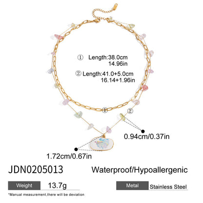 Stainless steel 18k gold-plated double-layer necklace