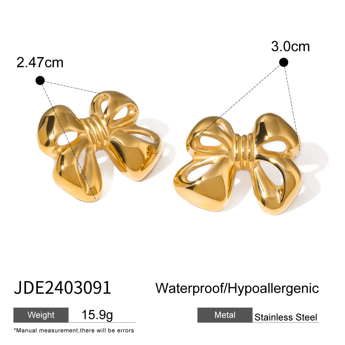 Stainless steel 18k gold-plated bow-tie jewelry