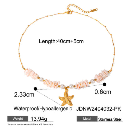 Stainless steel 18k gold-plated ocean style necklace