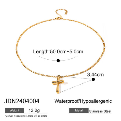 Stainless steel 18k gold-plated cross pendant necklace