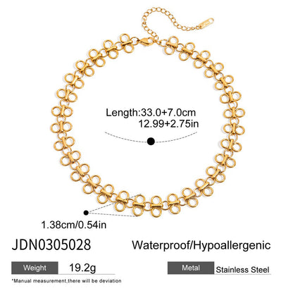 Stainless steel 18k gold-plated four-leaf clover collarbone chain