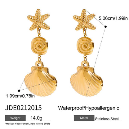 Stainless steel 18k gold-plated vocation-style earrings