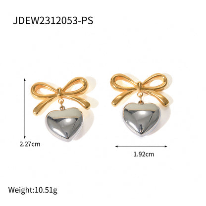 Stainless steel 18k gold-plated bow earrings