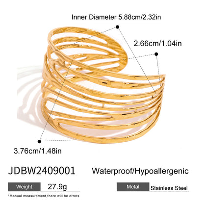 Stainless steel 18k gold-plated hollow bangle