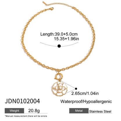 Stainless steel 18k gold-plated flower jewelry set