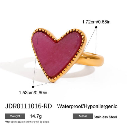 Stainless steel 18k gold-plated heart ring