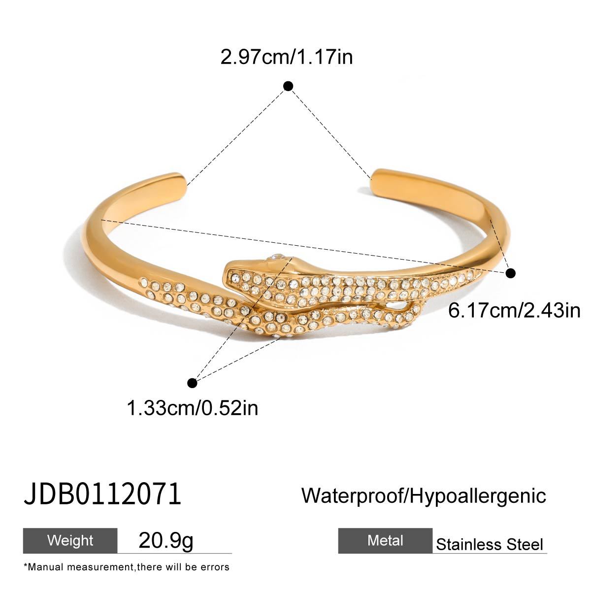 Stainless steel 18k gold-plated snake bracelet