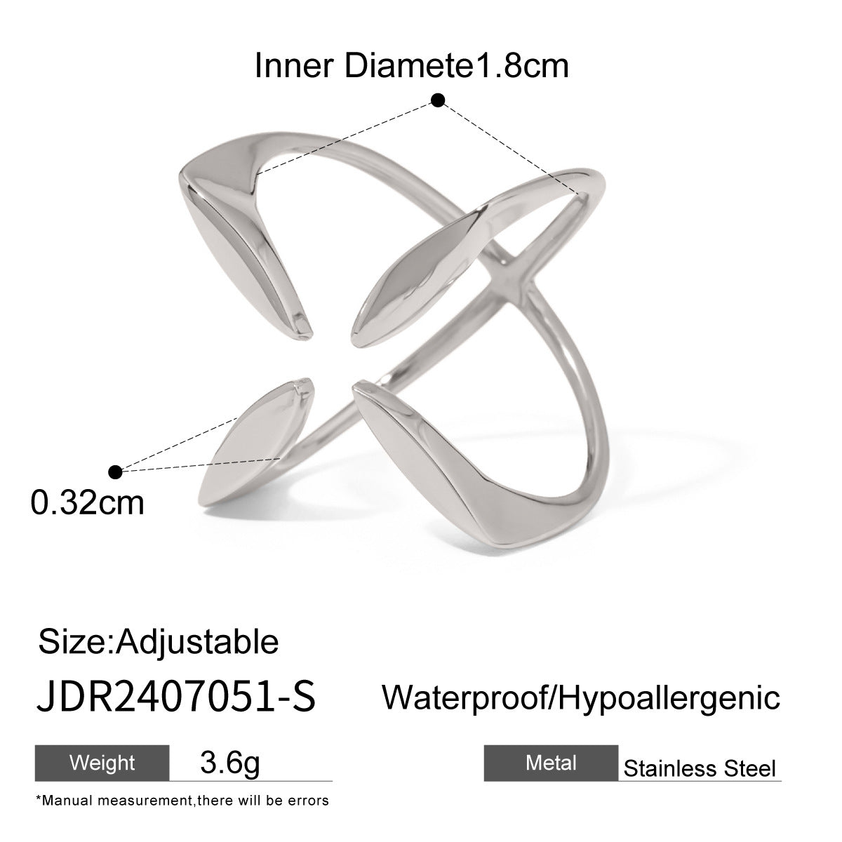 Stainless steel 18k gold-plated ring
