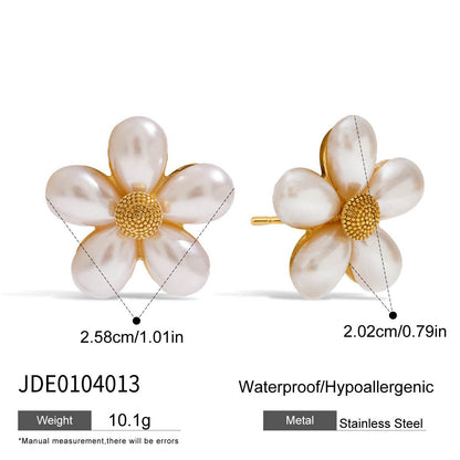 Stainless steel 18k gold-plated round floral jewelry set