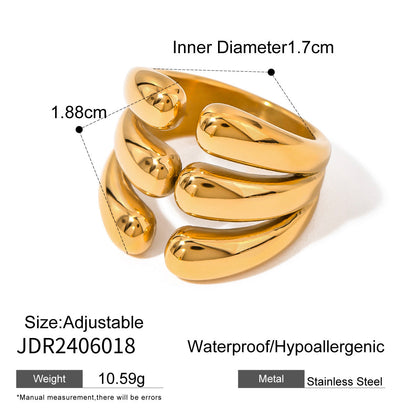 Stainless steel 18k gold-plated pearl ring