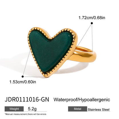 Stainless steel 18k gold-plated heart ring
