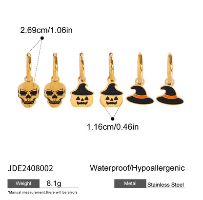 Stainless steel 18k gold-plated Halloween earrings