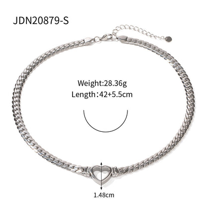 Stainless steel 18k gold-plated heart necklace