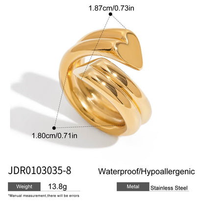 Stainless steel 18k gold-plated heart ring