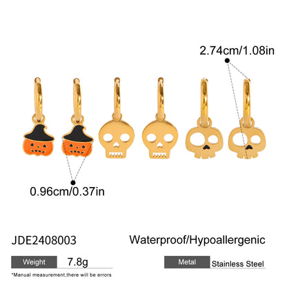 Stainless steel 18k gold-plated Halloween earrings