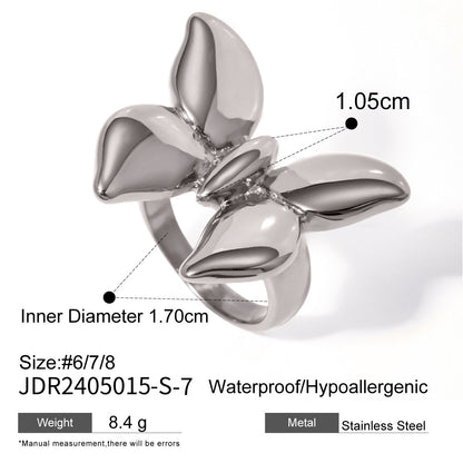 Stainless steel 18k gold-plated bow tie ring