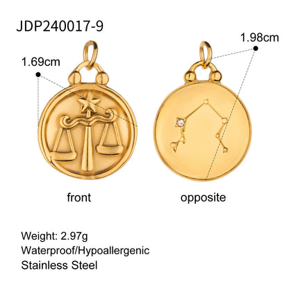 Stainless Steel 18k gold-plated Constellation Jewelry Accessories DIY Pendant