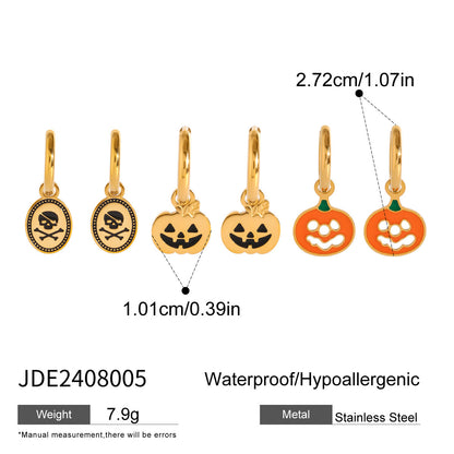 Stainless steel 18k gold-plated Halloween earrings