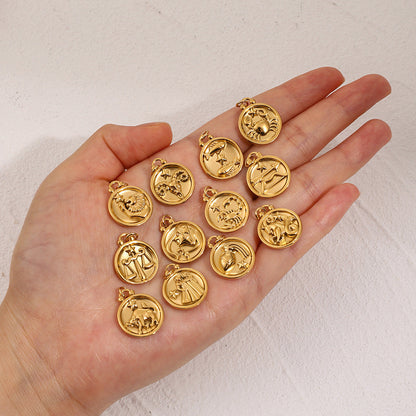 Stainless Steel 18k gold-plated Constellation Jewelry Accessories DIY Pendant