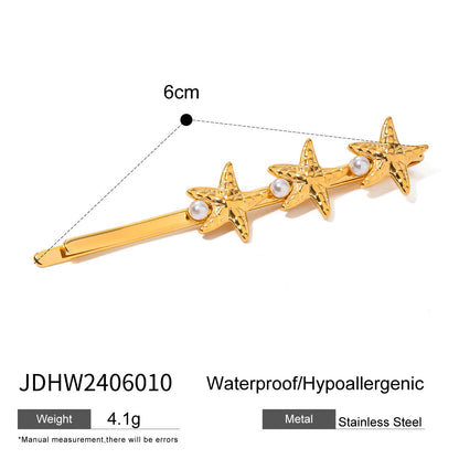 Stainless steel 18k gold-plated hair clips