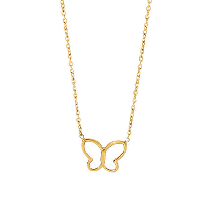 Stainless steel 18k gold-plated white butterfly necklace