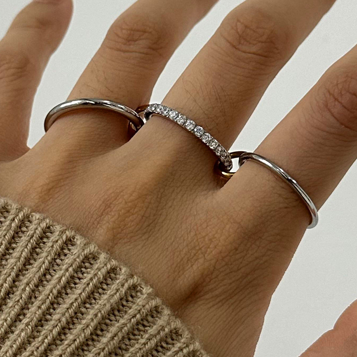 Stainless steel 18k gold-plated stacking plain band rings