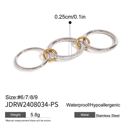 Stainless steel 18k gold-plated stacking plain band rings